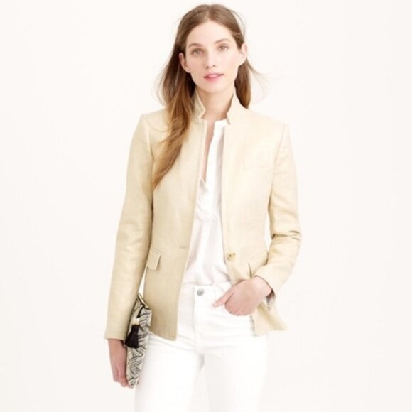 J. Crew Regent Blazer In Metallic Linen Size 4 - Picture 1 of 13